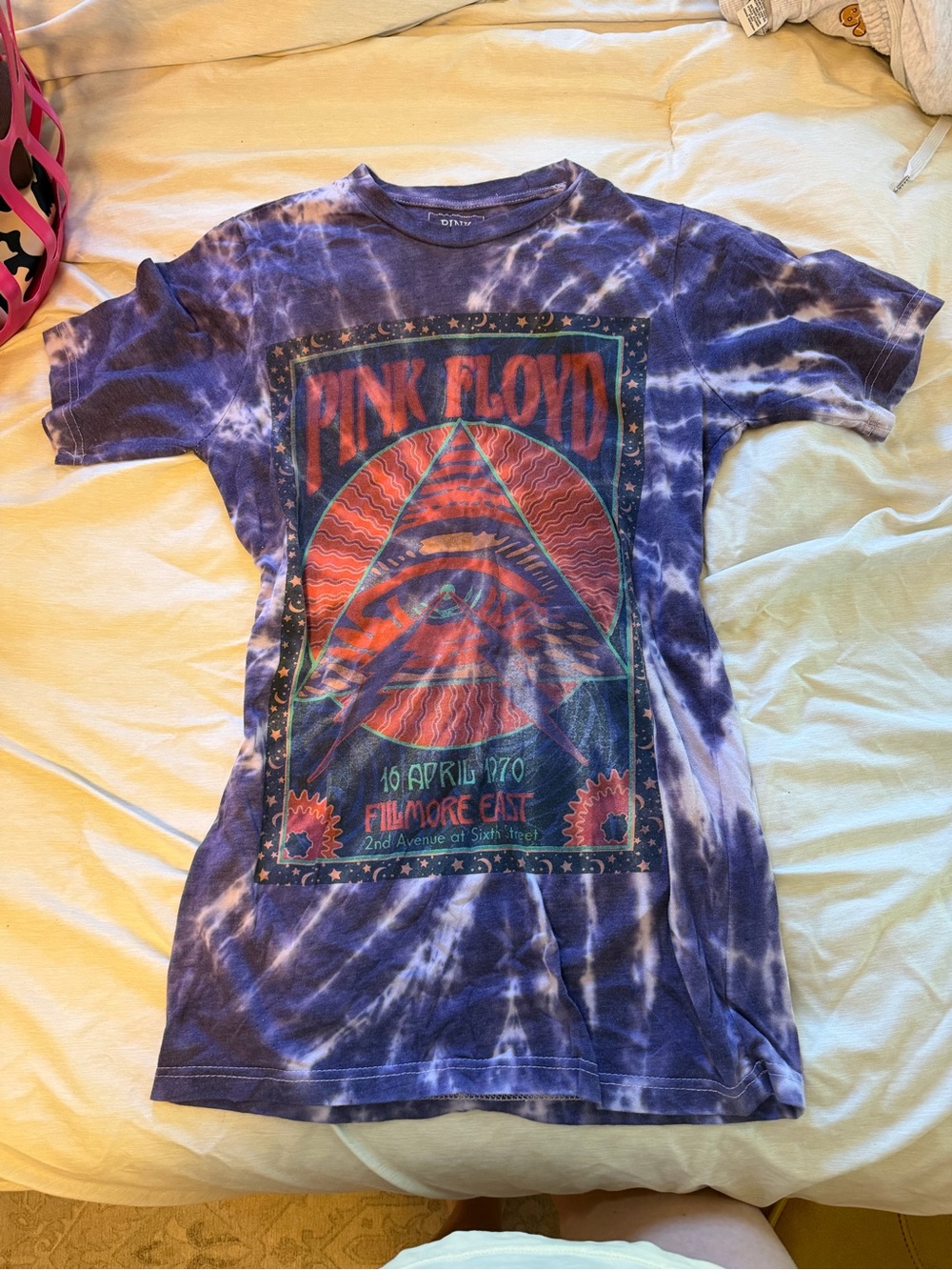 Pink Floyd Purple Tie-Dye Graphic Tee with Red & Orange Print